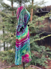 Load image into Gallery viewer, Custom Reverse Geode Short Surplice Dress, Rainbow Spiral Flannel Shirt and 3 pairs of Geode Socks for Linda
