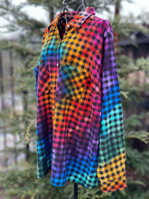 Load image into Gallery viewer, Custom Reverse Geode Short Surplice Dress, Rainbow Spiral Flannel Shirt and 3 pairs of Geode Socks for Linda