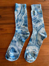 Load image into Gallery viewer, Custom Reverse Geode Short Surplice Dress, Rainbow Spiral Flannel Shirt and 3 pairs of Geode Socks for Linda