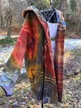 Load image into Gallery viewer, Custom Geode Hooded Sweatshirt Cardigan for Rosie in ‘Earthy Rainbow’
