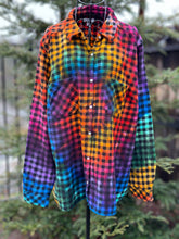 Load image into Gallery viewer, Custom Reverse Geode Short Surplice Dress, Rainbow Spiral Flannel Shirt and 3 pairs of Geode Socks for Linda