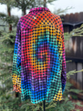 Load image into Gallery viewer, Custom Reverse Geode Short Surplice Dress, Rainbow Spiral Flannel Shirt and 3 pairs of Geode Socks for Linda