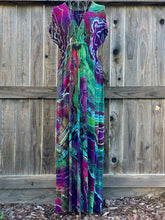 Load image into Gallery viewer, Custom Reverse Geode Surplice Maxi Dress in ‘Emerald Berry’ for Radha