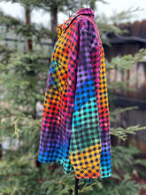 Load image into Gallery viewer, Custom Reverse Geode Short Surplice Dress, Rainbow Spiral Flannel Shirt and 3 pairs of Geode Socks for Linda