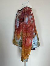 Load image into Gallery viewer, Women’s XL Upcycled Sherpa Lined Denim Jacket in ‘Rustic Rainbow’
