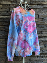 Load image into Gallery viewer, Women’s Small Oversized (can fit up to a large)100% Organic Cotton Heart Crewneck Sweatshirt in ‘Bird Song’
