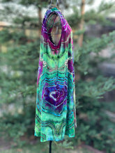 Load image into Gallery viewer, Custom Reverse Geode Sleeveless Swing Dress with Pockets in ‘Emerald Berry’ for Corrie
