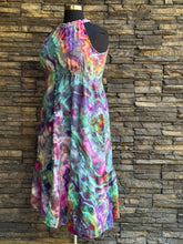 Load image into Gallery viewer, Women’s Large 12/14 (runs large, fits closer to an XL) 100% Cotton Tiered Halter Midi Dress with Pockets in ‘Cosmic Eyes’

