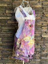 Load image into Gallery viewer, Women’s Size 28 Distressed Denim Overall Shorts in ‘Sugar Plum’
