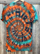 Load image into Gallery viewer, Unisex Medium Reverse Spiraled T-Shirt in ‘Turquoise and Orange’
