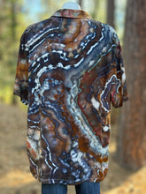 Load image into Gallery viewer, Custom Geode 100% Rayon Button Up Short Sleeve Shirt in ‘Turkey Tail Mushroom’ for Scot
