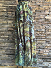 Load image into Gallery viewer, Women’s Medium (could fit a large too) Geode 100% Rayon Flowy Wide-Leg Tiered Pants with Tie Front in ‘Moss Agate’

