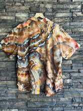Load image into Gallery viewer, Men’s XL 100% Rayon Geode Button Up Short Sleeved Shirt in ‘Turkey Tail Mushroom’
