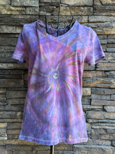 Load image into Gallery viewer, Women’s Small V-Neck T-Shirt in ‘Sugar Plum’ Spiral
