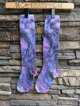 Load image into Gallery viewer, Women’s Sz 5-10 Geode Knee High Socks in ‘Purple Nebula’
