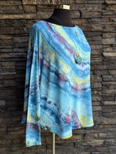 Load image into Gallery viewer, Women’s 3X Geode Long Sleeved Boat Neck Top with Thumbholes in ‘Tahitian Seas’
