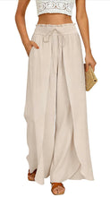 Load image into Gallery viewer, Women’s XXL (18) Geode Linen Blend Wide-Leg Split-Hem Flowy Pants with Pockets in ‘Midnight Jasper’
