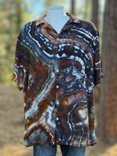 Load image into Gallery viewer, Custom Geode 100% Rayon Button Up Short Sleeve Shirt in ‘Turkey Tail Mushroom’ for Scot

