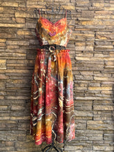 Load image into Gallery viewer, Women’s Medium Geode Tie-Waist Midi Skirt &amp; Cropped Bralette Tank Top Set in ‘Rustic Rainbow’
