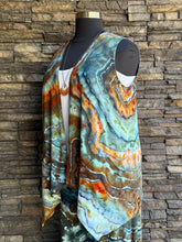 Load image into Gallery viewer, Women’s XL Geode Sleeveless Open Front Cardigan Vest with Pockets in ‘Boulder Turquoise’
