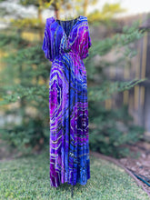 Load image into Gallery viewer, Custom Reverse Geode Surplice Maxi Dress in ‘Purple Haze’ for Lisa
