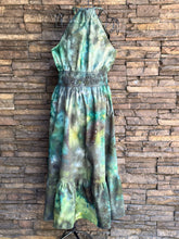 Load image into Gallery viewer, Women’s Large Scrunched Geode Halter Style Dress with Pockets In ‘Moss Agate’

