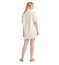 Load image into Gallery viewer, Women’s XL Short Sleeved Button Down Denim Shirt Dress with Pockets in ‘Brushed Steel’
