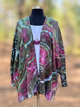 Load image into Gallery viewer, Women’s XS (but runs big—can fits up to a L/XL) Upcycled Athleta Geode Oversized Heavyweight Mantra Hooded Cardigan with Thumbholes &amp; Pockets in ‘Sage Blossom’
