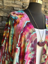 Load image into Gallery viewer, Women’s Medium-3X Geode Asymmetrical Rayon Kimono with Lace Back &amp; Tassel Hem in ‘Cosmic Eyes’
