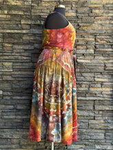 Load image into Gallery viewer, Women’s XL Geode Rayon/Linen 2 Piece Midi Skirt with Pockets &amp; Cropped Bralette Tank Top Set in ‘Rustic Rainbow’
