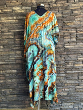 Load image into Gallery viewer, Women’s One Size (S-3X) Geode 100% Rayon Tie Front Caftan Dress in ‘Boulder Turquoise’
