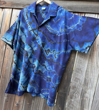 Load image into Gallery viewer, Custom Reverse Geode Button Up Rayon Shirt in Blues for Uncle Paul
