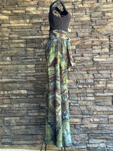 Load image into Gallery viewer, Women’s Medium (could fit a large too) Geode 100% Rayon Flowy Wide-Leg Tiered Pants with Tie Front in ‘Moss Agate’
