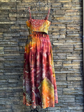 Load image into Gallery viewer, *DISCOUNTED* (due to mended damage on strap) Women’s Small Geode Tie-Waist Midi Skirt &amp; Cropped Bralette Tank Top Set in ‘Rustic Rainbow’
