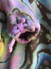 Load image into Gallery viewer, Women’s Small (runs big—fits like a M/L) Reverse Geode V-Neck Pullover Sweatshirt with Tie Sleeve Cuffs in ‘Abalone’
