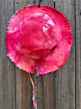 Load image into Gallery viewer, Women’s One Size Adjustable Frayed Bucket Hat with Chin Strap in ‘CandyPop’
