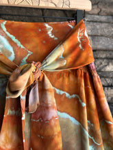 Load image into Gallery viewer, Women’s XL Geode 100% Viscose High Waist Tiered Wide Leg Flared Palazzo Pants with Tie in ‘Rusted Sea Glass’

