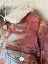 Load image into Gallery viewer, Women’s XL Upcycled Sherpa Lined Denim Jacket in ‘Rustic Rainbow’
