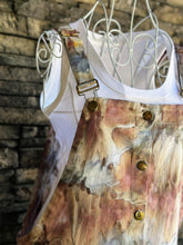 Load image into Gallery viewer, Women’s Medium Denim Overalls Skirt Dress with Button Front in ‘Brushed Steel’
