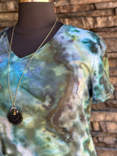 Load image into Gallery viewer, Women’s XXL Crumpled Geode V-Neck T-Shirt in ‘Moss Agate’
