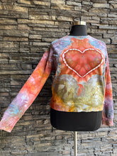 Load image into Gallery viewer, Women’s XL Heart Pullover Sweatshirt with Pockets &amp; Thumbholes in ‘Rustic Rainbow’
