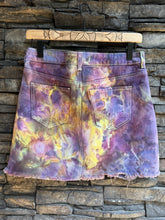 Load image into Gallery viewer, Custom Distressed Denim Mini Skirt in ‘Sugar Plum’ for Kimmie
