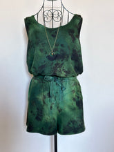 Load image into Gallery viewer, Custom Reverse Dyed Shorts Romper in ‘Evergreen’ for Cassie
