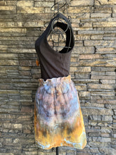 Load image into Gallery viewer, Women’s Large Geode Crinkle Gauze Ruffle Waist Mini Skort in ‘Charred Redwood’
