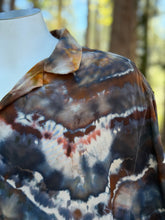 Load image into Gallery viewer, Men’s 2XL 100% Rayon Geode Button Up Short Sleeved Shirt in ‘Turkey Tail Mushroom’
