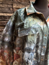 Load image into Gallery viewer, Women’s Oversized 3X (fits more like a 4X) Denim Button Up Long Sleeved Shirt in ‘Pinot Sage &amp; Teal’
