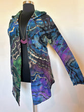 Load image into Gallery viewer, Custom Reverse Geode Hooded Cardigan with Pockets in ‘Abalone’ for Amber
