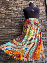 Load image into Gallery viewer, Women’s XL (can fit a XXL, too) Geode Midi Skirt with Pockets in ‘Koroit Boulder Opal’
