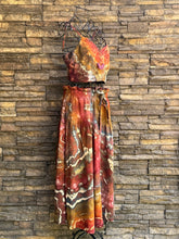 Load image into Gallery viewer, Women’s Medium Geode Tie-Waist Midi Skirt &amp; Cropped Bralette Tank Top Set in ‘Rustic Rainbow’
