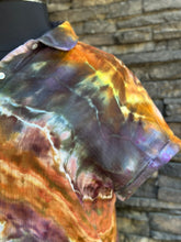 Load image into Gallery viewer, Women’s Medium (Oversized fit—more like an XL) Upcycled ‘Soft Surroundings’ Button Up Short Sleeve Cotton Gauze Blouse in ‘Golden Hour’

